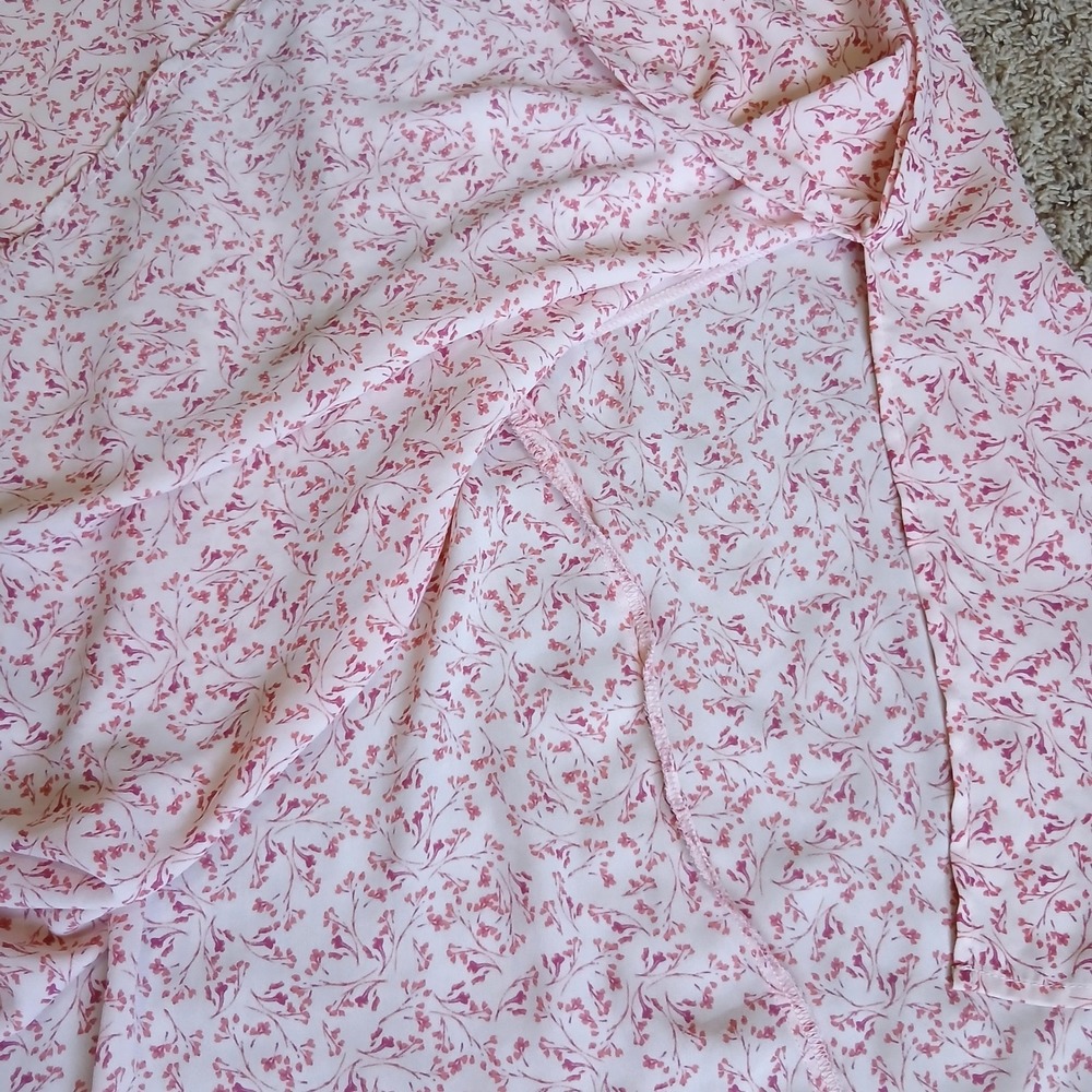 Trixxi Women L Pink Floral Midi Dress Cottagecore Coquette Puff Sleeve Smocked - Picture 11 of 13